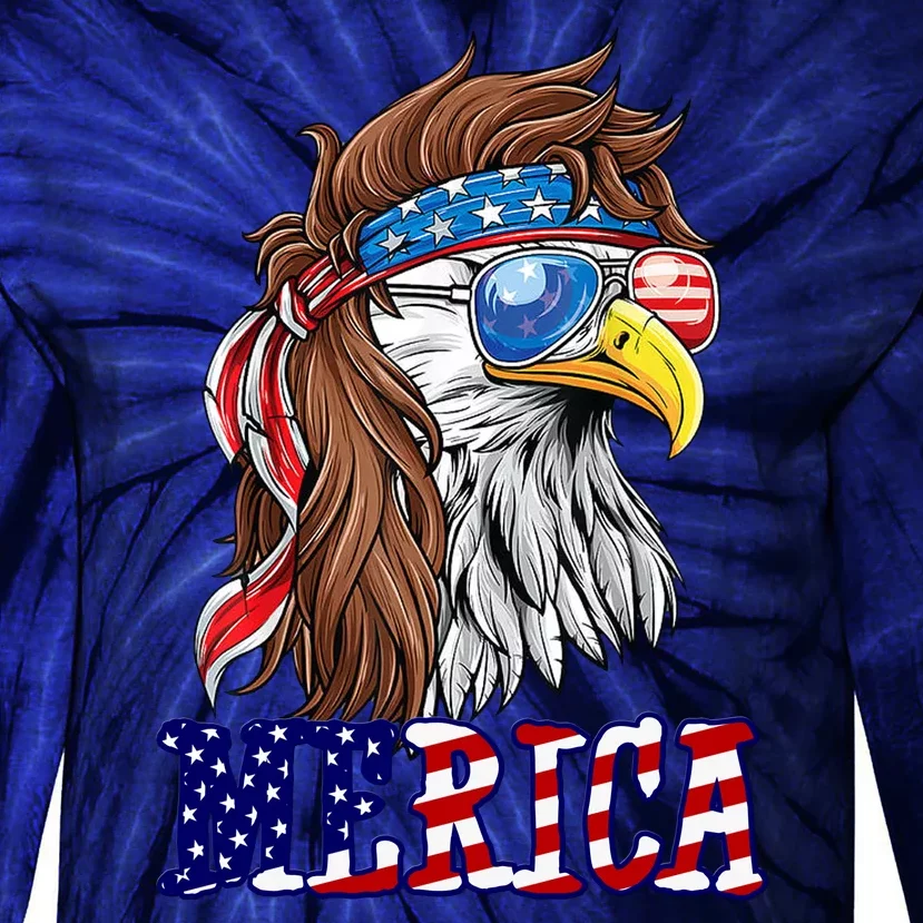 Merica Mullet Eagle Independence Day Tie-Dye Long Sleeve Shirt