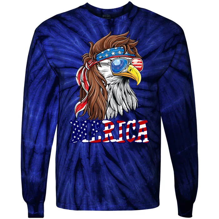 Merica Mullet Eagle Independence Day Tie-Dye Long Sleeve Shirt