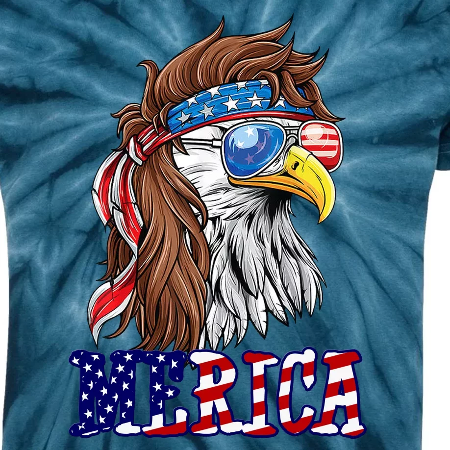 Merica Mullet Eagle Independence Day Kids Tie-Dye T-Shirt