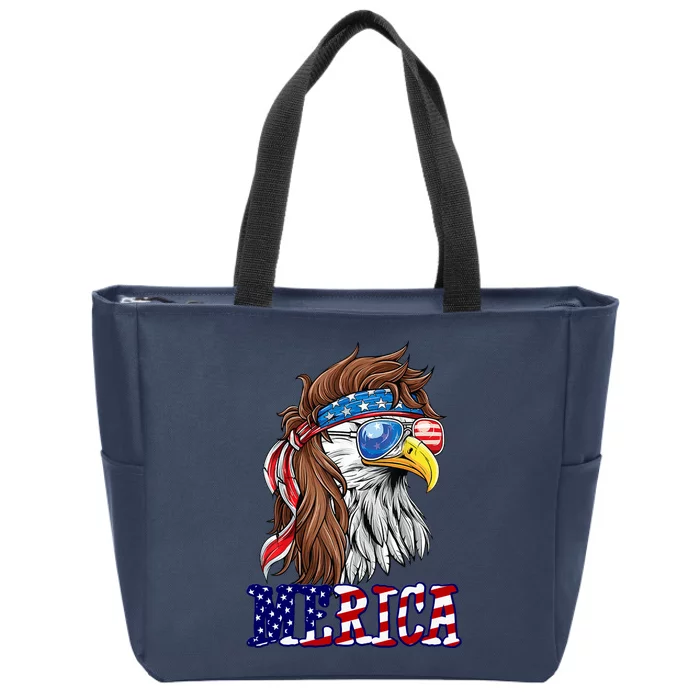 Merica Mullet Eagle Independence Day Zip Tote Bag