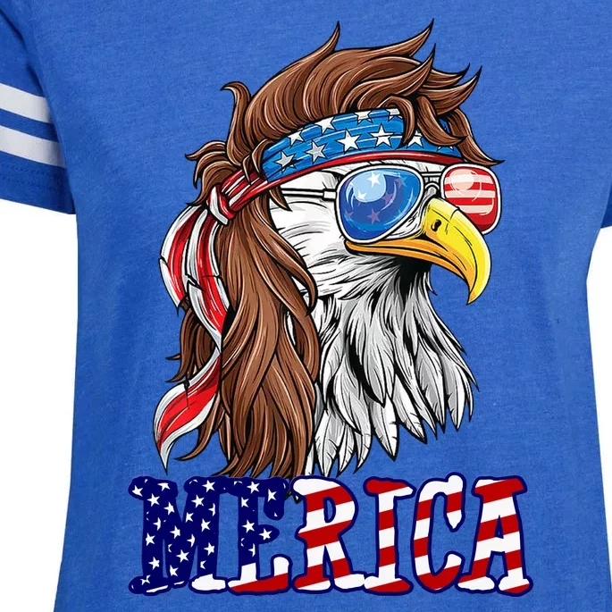 Merica Mullet Eagle Independence Day Enza Ladies Jersey Football T-Shirt