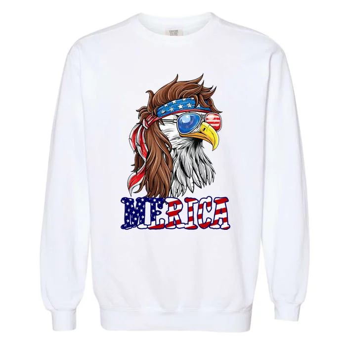 Merica Mullet Eagle Independence Day Garment-Dyed Sweatshirt