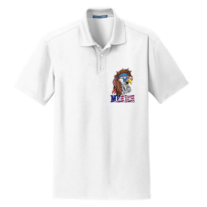 Merica Mullet Eagle Independence Day Dry Zone Grid Performance Polo