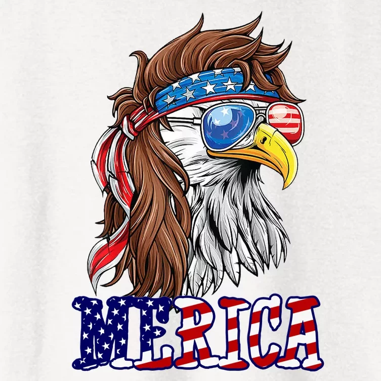 Merica Mullet Eagle Independence Day Women's Crop Top Tee