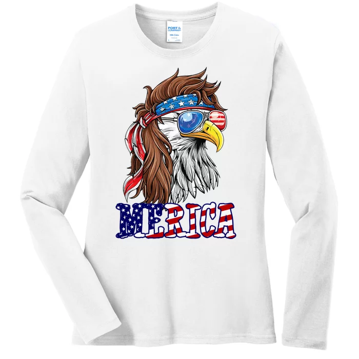 Merica Mullet Eagle Independence Day Ladies Long Sleeve Shirt