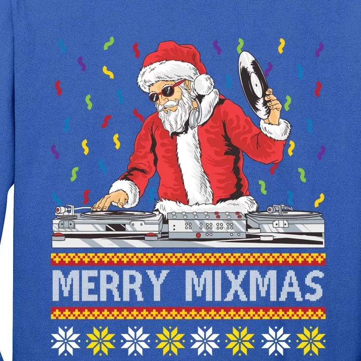 Merry Mixmas Funny Christmas Dj Santa Music Party Ugly Gift Tall Long Sleeve T-Shirt