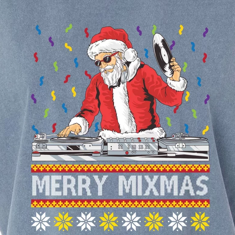 Merry Mixmas Funny Christmas Dj Santa Music Party Ugly Gift Garment-Dyed Women's Muscle Tee