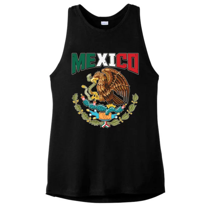 Mexico Mexican Flag Eagle And Snake Ladies Tri-Blend Wicking Tank