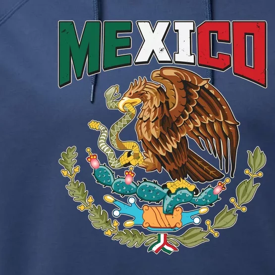 Mexico Mexican Flag Eagle And Snake Performance Fleece Hoodie