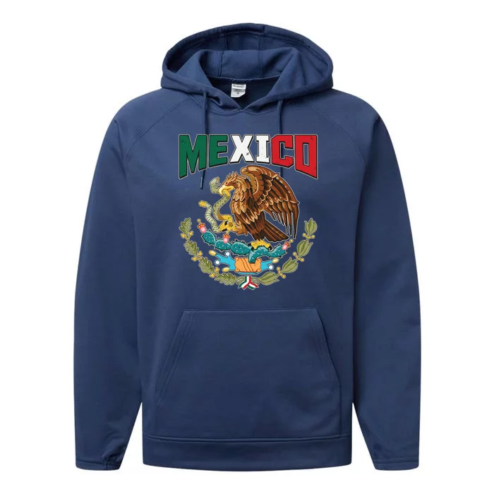 Mexico Mexican Flag Eagle And Snake Performance Fleece Hoodie