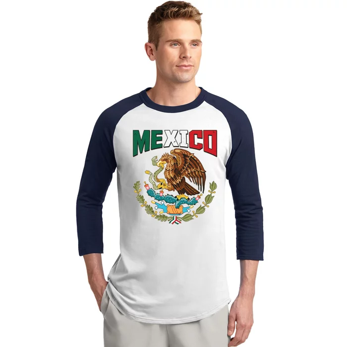 Mexico Mexican Flag Eagle And Snake Baseball Sleeve Shirt