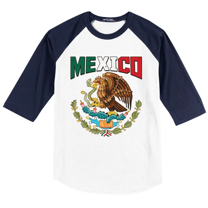 Mexico Mexican Flag Eagle And Snake Baseball Sleeve Shirt