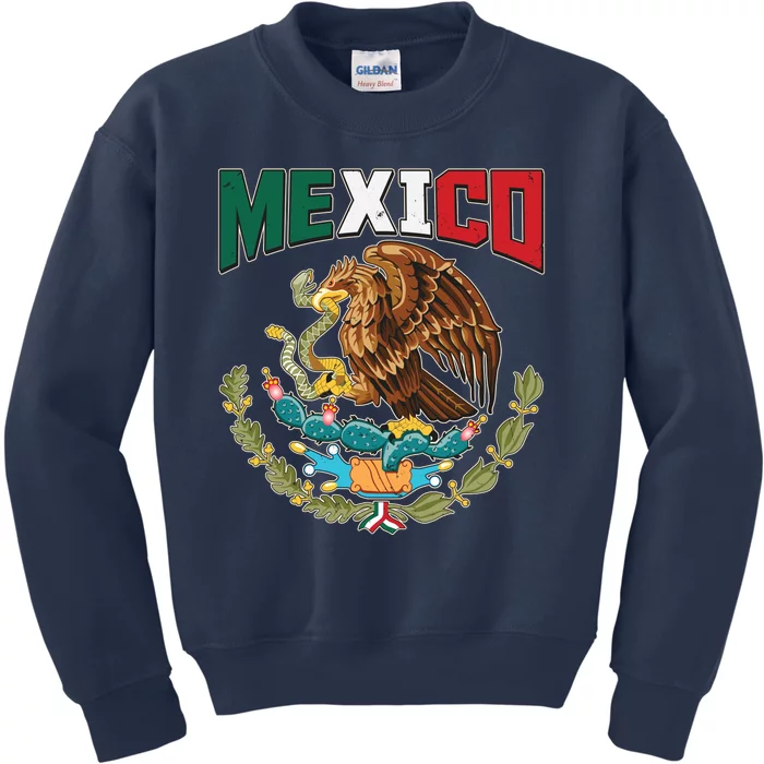 Mexico Mexican Flag Eagle And Snake Kids Sweatshirt