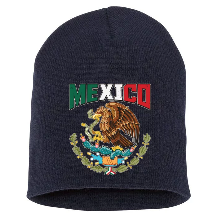 Mexico Mexican Flag Eagle And Snake Short Acrylic Beanie