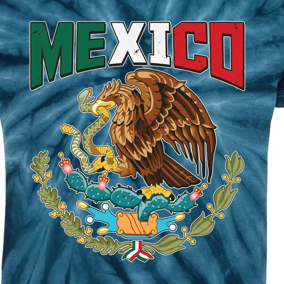 Mexico Mexican Flag Eagle And Snake Kids Tie-Dye T-Shirt