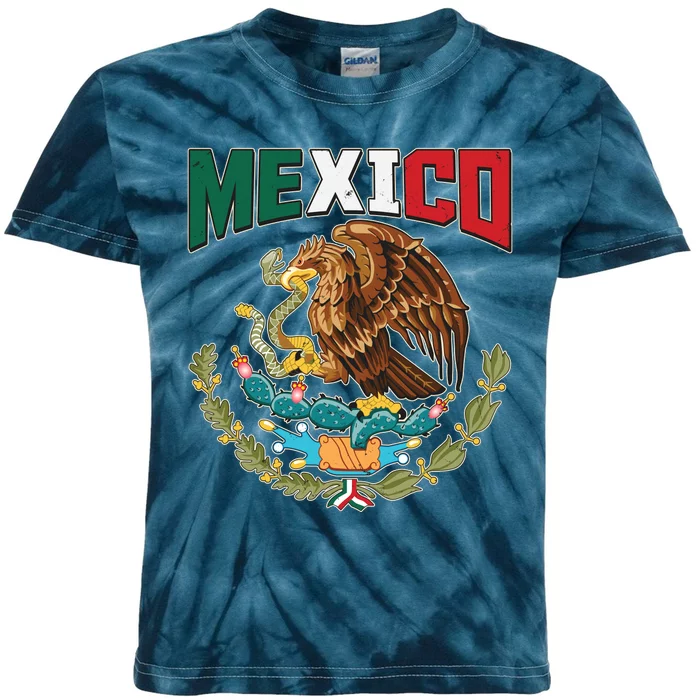 Mexico Mexican Flag Eagle And Snake Kids Tie-Dye T-Shirt