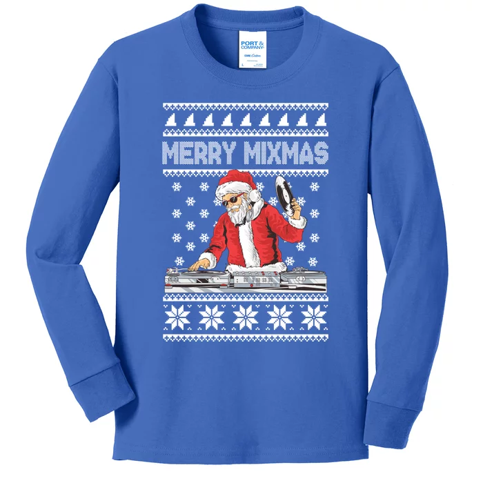 Merry Mixmas Funny Christmas Dj Hip Hop Music Party Edm Ugly Meaningful Gift Kids Long Sleeve Shirt