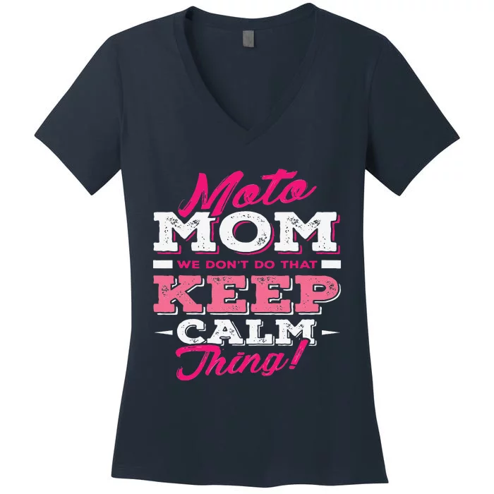 Moto Mom Funny Motocross Dirt Bike Women's V-Neck T-Shirt