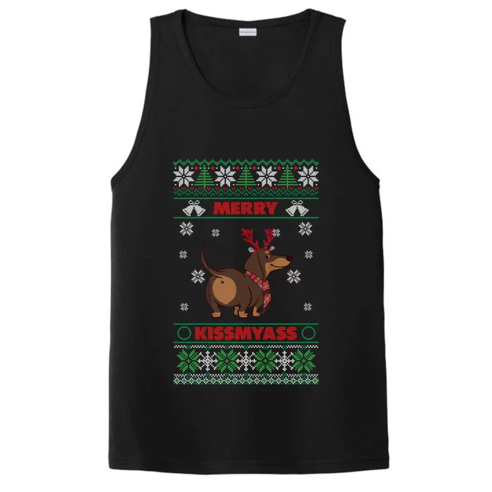 Merry Myass Funny Ugly Christmas Dachshund Dog Lovers Gift Performance Tank