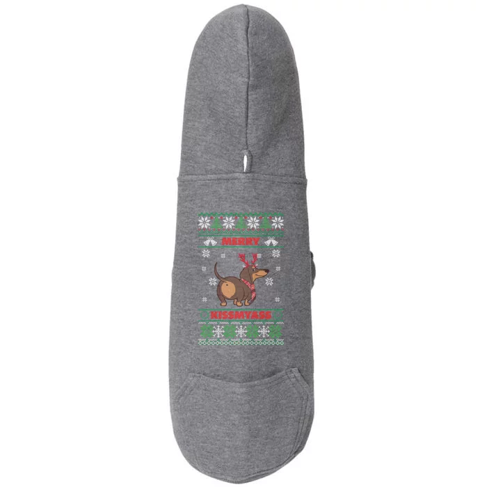 Merry Myass Funny Ugly Christmas Dachshund Dog Lovers Gift Doggie 3-End Fleece Hoodie