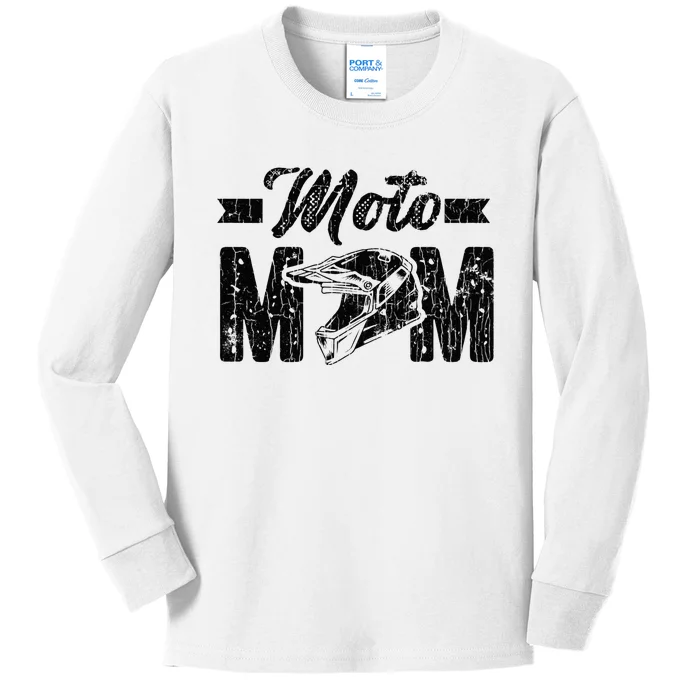 Moto Mom Funny Mudd Racing Bogging Mudding Graphic Kids Long Sleeve Shirt