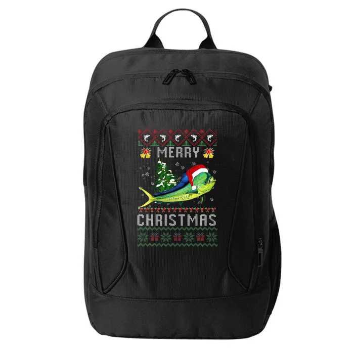 Mahi Mahi Fish Lover Xmas Tree Santa Christmas City Backpack