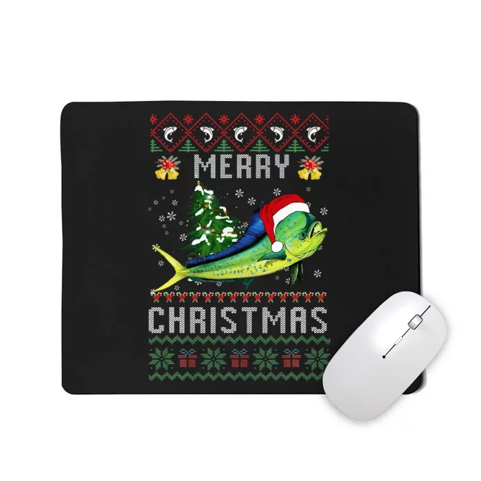 Mahi Mahi Fish Lover Xmas Tree Santa Christmas Mousepad