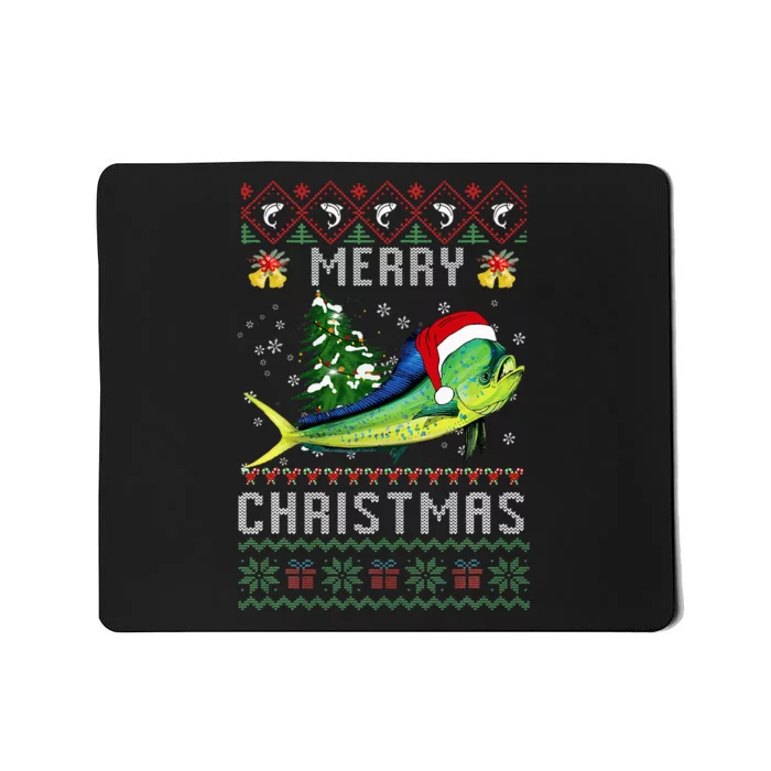 Mahi Mahi Fish Lover Xmas Tree Santa Christmas Mousepad