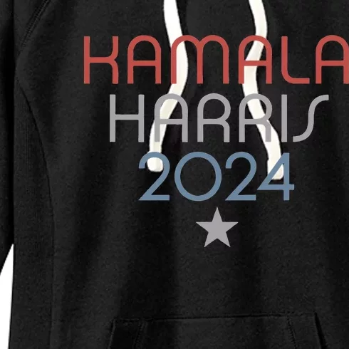 Modern Minimalist Faded Red White Blue Kamala Harris 2024 Women's Fleece Hoodie