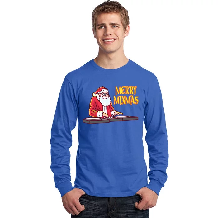 Merry Mixmas Funny Santa Claus Disc Jockey Christmas Music Gift Tall Long Sleeve T-Shirt