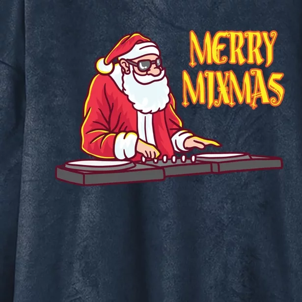 Merry Mixmas Funny Santa Claus Disc Jockey Christmas Music Gift Hooded Wearable Blanket