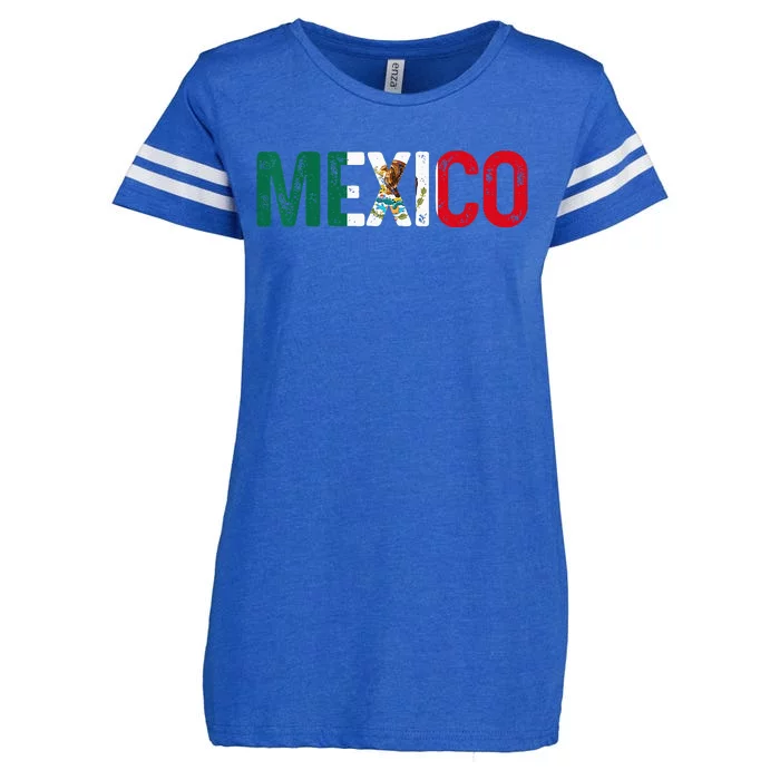 Mexico Mexican Flag Vintage Pride Enza Ladies Jersey Football T-Shirt