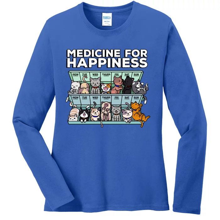 My Medicine For Happiness Called Cats Every Day Kitten Cat Ladies Long Sleeve Shirt