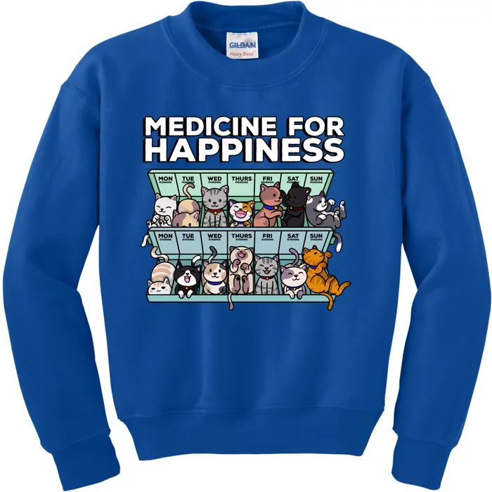 My Medicine For Happiness Called Cats Every Day Kitten Cat Kids Sweatshirt