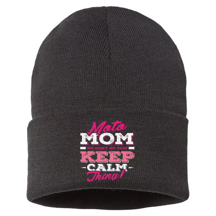 Moto Mom Funny Motocross Dirt Bike Sustainable Knit Beanie