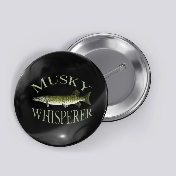 Musky Muskellunge Fish Illustration Art Fishing Angler Gear Button