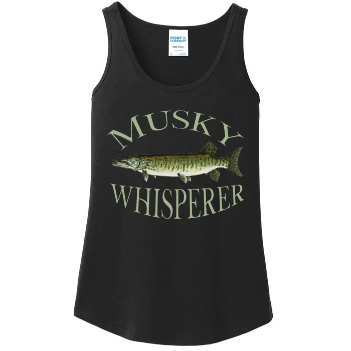 Musky Muskellunge Fish Illustration Art Fishing Angler Gear Ladies Essential Tank