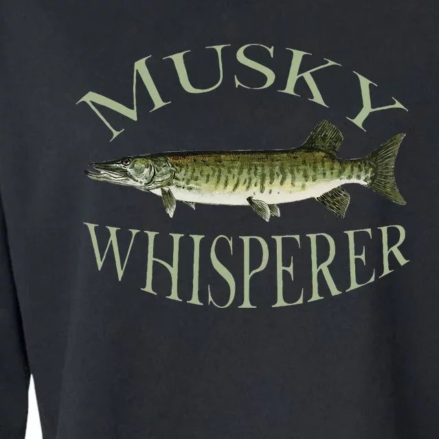 Musky Muskellunge Fish Illustration Art Fishing Angler Gear Cropped Pullover Crew