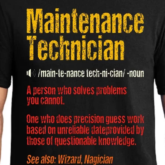 Maintenance Man Funny Definition Technician Worker Pajama Set