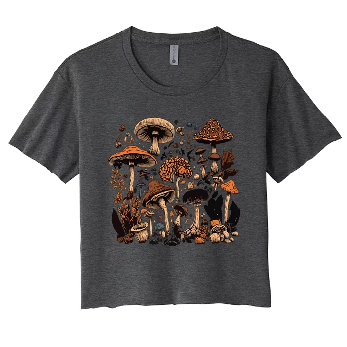 Mushroom Mycology Fungi Foraging Mushroom Whisperer Women's Crop Top Tee