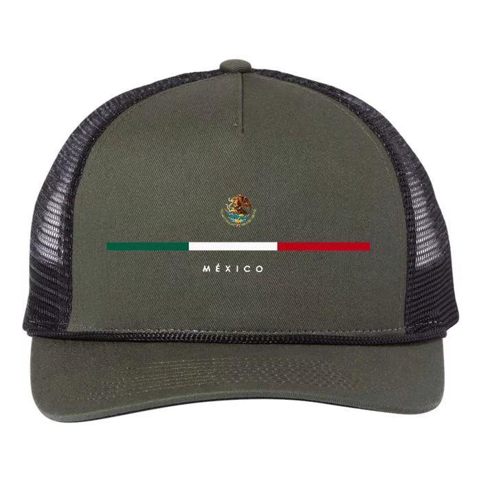 Mexico Mexican Flag Vintage Mexican Independence Day Retro Rope Trucker Hat Cap