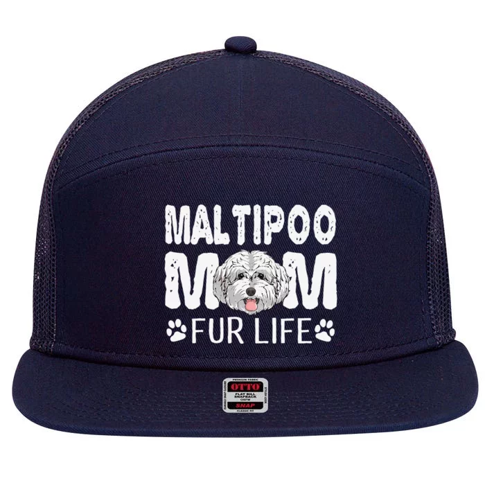 Maltipoo Mom Fur Life Dog Mothers Day Gift Pun 7 Panel Mesh Trucker Snapback Hat