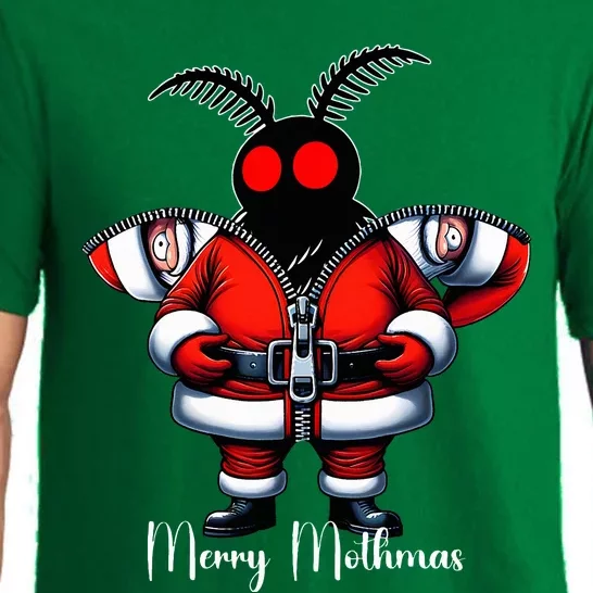 Merry Mothmas Funny Mothman Santa Disguise Holiday Cryptid Pajama Set