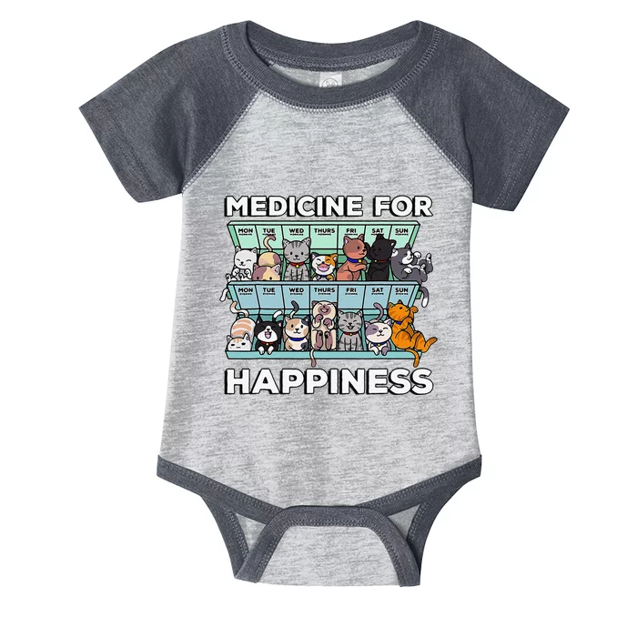 My Medicine For Happiness Called Cats Every Day Kitten Cat Gift Infant Baby Jersey Bodysuit