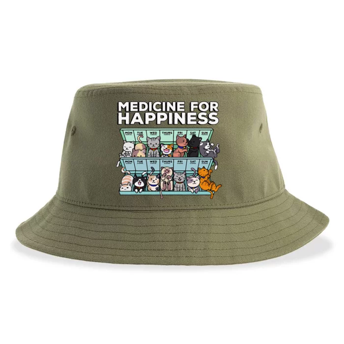 My Medicine For Happiness Called Cats Every Day Kitten Cat Sustainable Bucket Hat