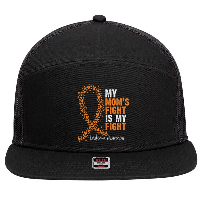 My Mom's Fight Is My Fight Leukemia Awareness Gifts 7 Panel Mesh Trucker Snapback Hat