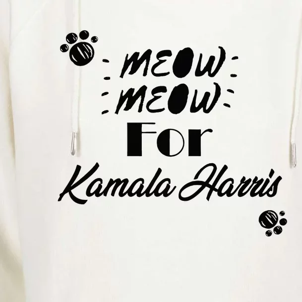 Meow Meow For Kamala Harris Funny Childless Cat Ladies Vote Premium Womens Funnel Neck Pullover Hood