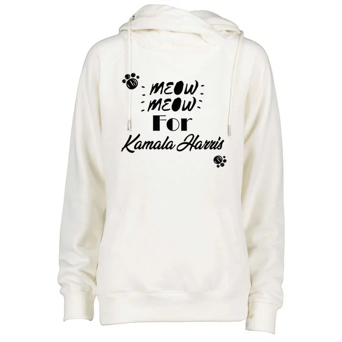 Meow Meow For Kamala Harris Funny Childless Cat Ladies Vote Premium Womens Funnel Neck Pullover Hood