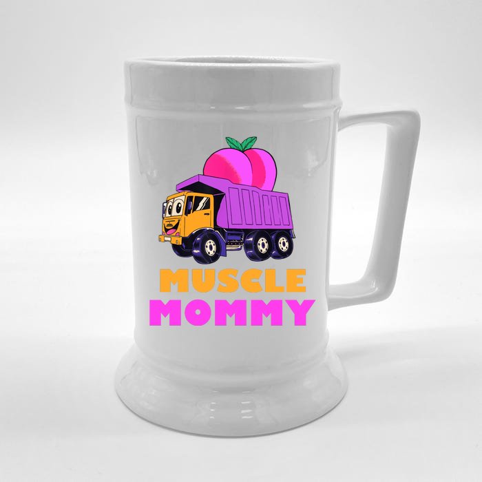 Muscle Mommy Funny Dumptruck Front & Back Beer Stein