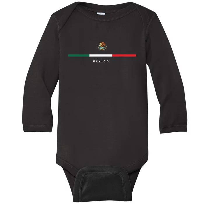 Mexico Mexican Flag Vintage Mexican Independence Day Baby Long Sleeve Bodysuit